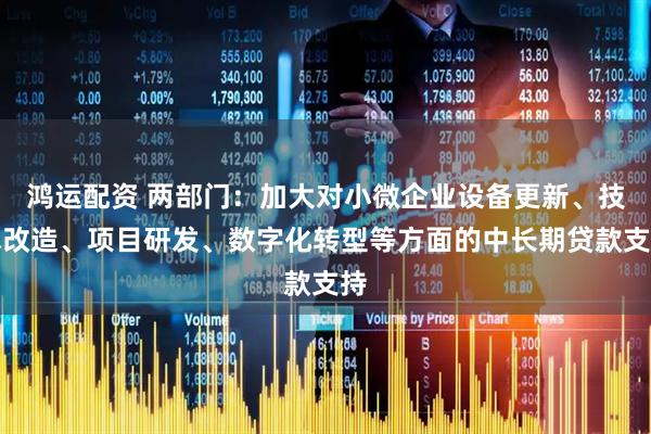 鸿运配资 两部门：加大对小微企业设备更新、技术改造、项目研发、数字化转型等方面的中长期贷款支持