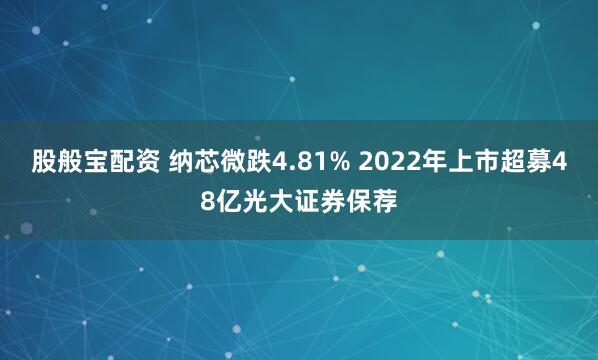 股般宝配资 纳芯微跌4.81% 2022年上市超募48亿光大证券保荐