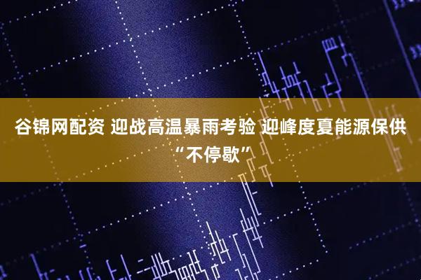 谷锦网配资 迎战高温暴雨考验 迎峰度夏能源保供“不停歇”
